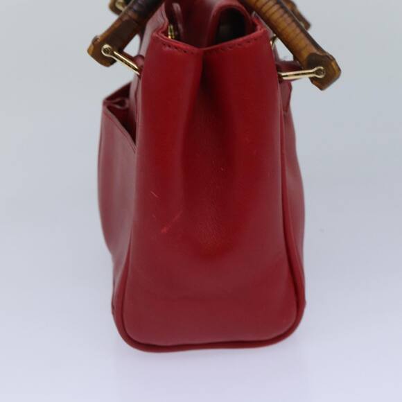 GUCCI Bamboo Hand Bag Leather Red Gold 007 1793 007 1793 - Picture 5 of 12